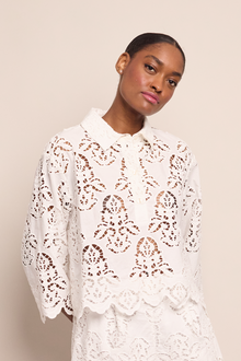 Erica Shirt | White Embroidered Eyelet