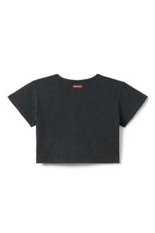 Women | Vintage Side Stripe Crop Workout Tee | Black