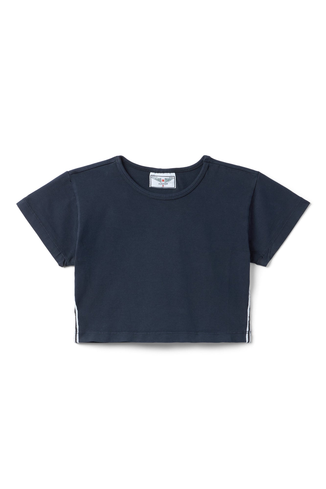 Women | Vintage Side Stripe Crop Workout Tee | Past Midnight