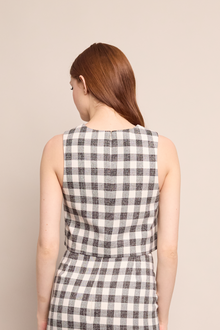 Debbie Top | Black Ivory Boucle Grid