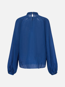 Silk Long-Sleeve Shirt | Navy