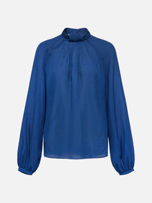 Silk Long-Sleeve Shirt | Navy