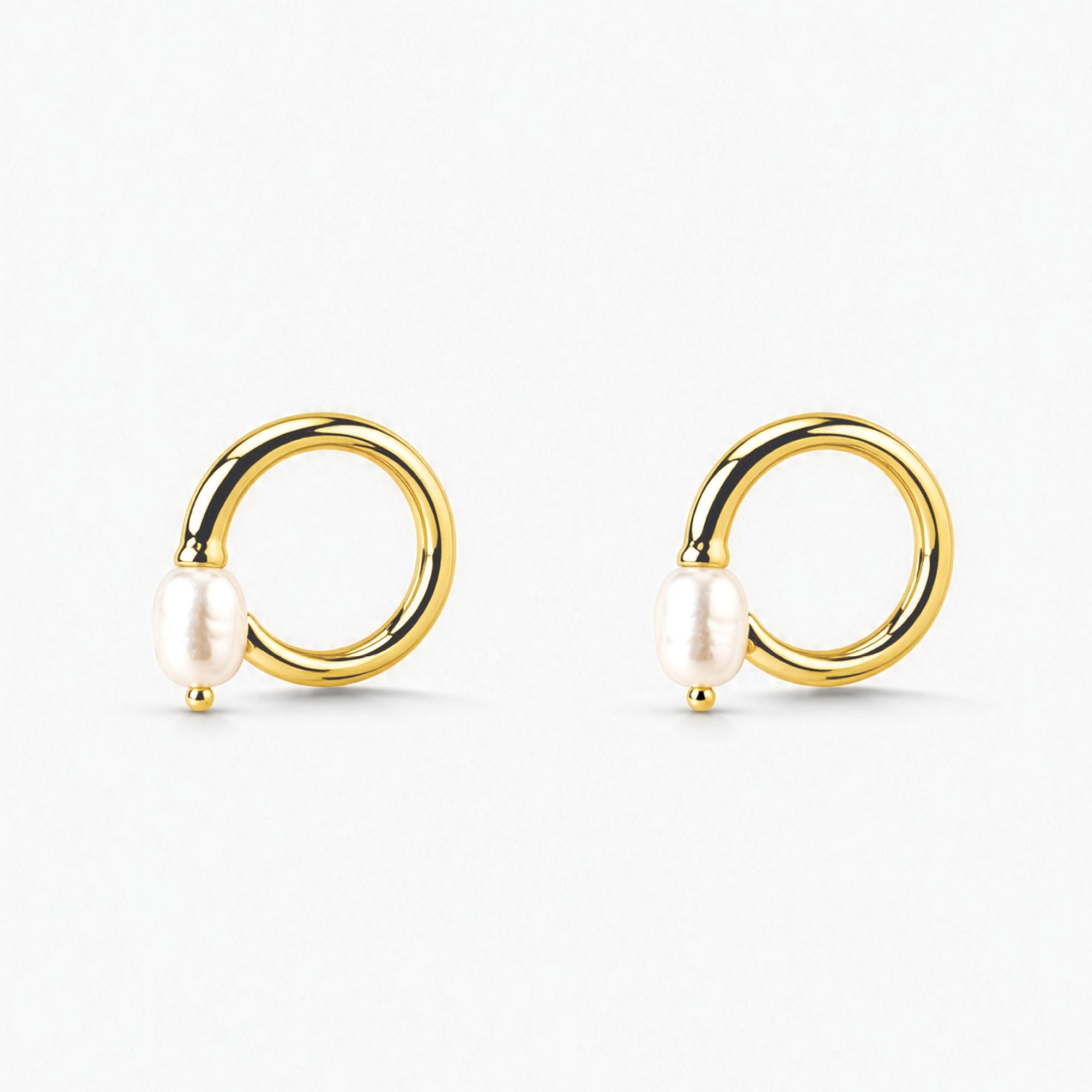 Swirl Earrings | 18K Gold Plated on Sterling Silver | Freshwater Pearl