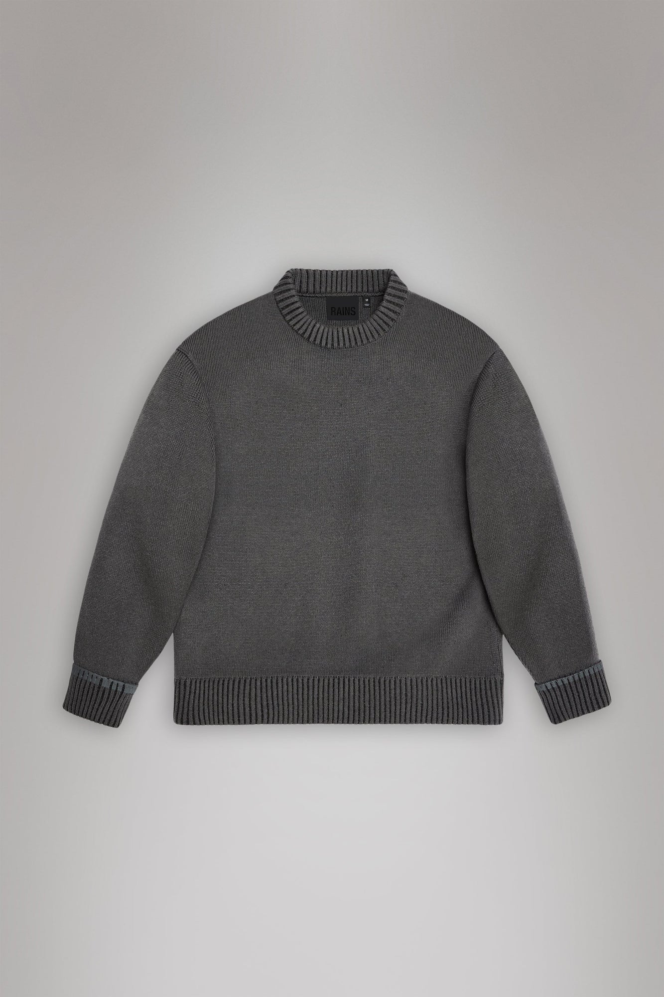 RAINS Sowa Knit Crew Neck Grey/Black Long Sleeve