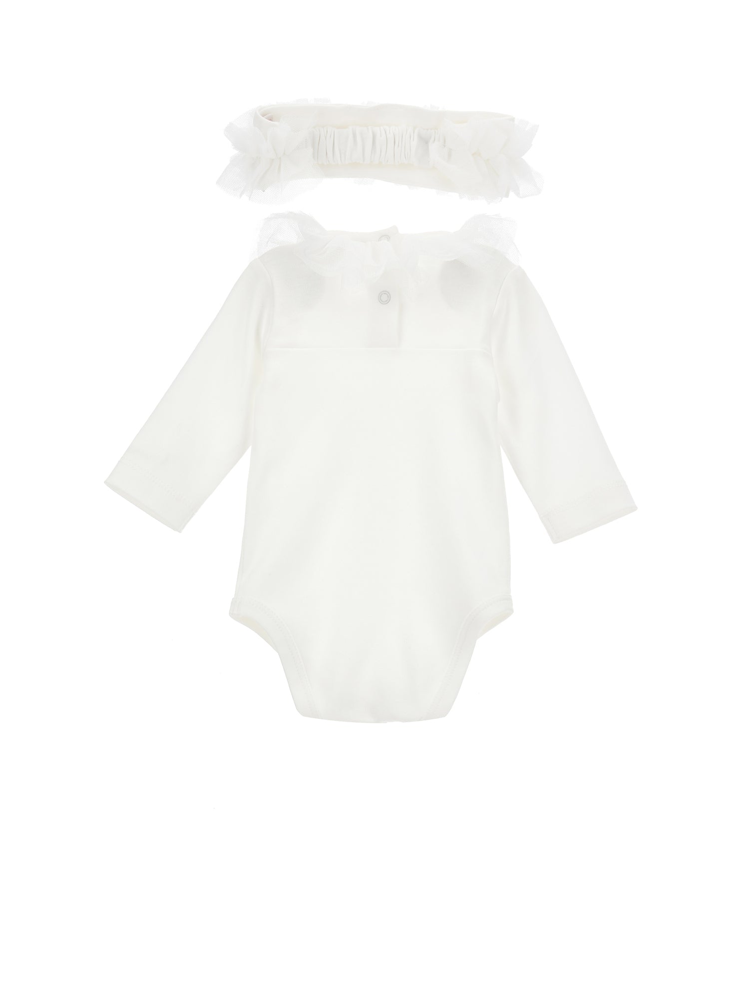 Girls | Cotton And Tulle Suit, Three Pieces | Cream