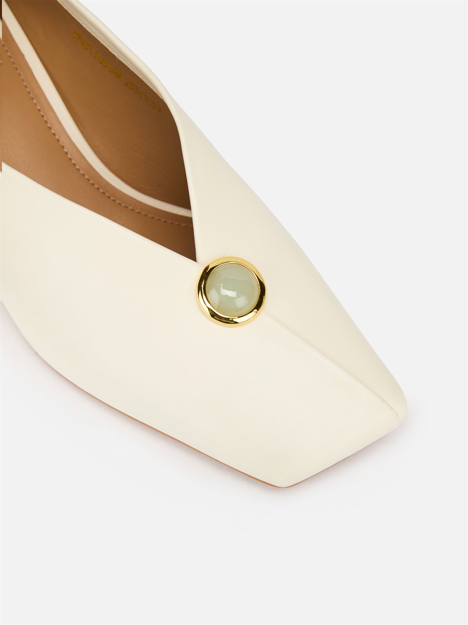 Peony Jade Square-Toed High Heel | White