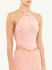 Teresa Scarf Top | Peach Sequin