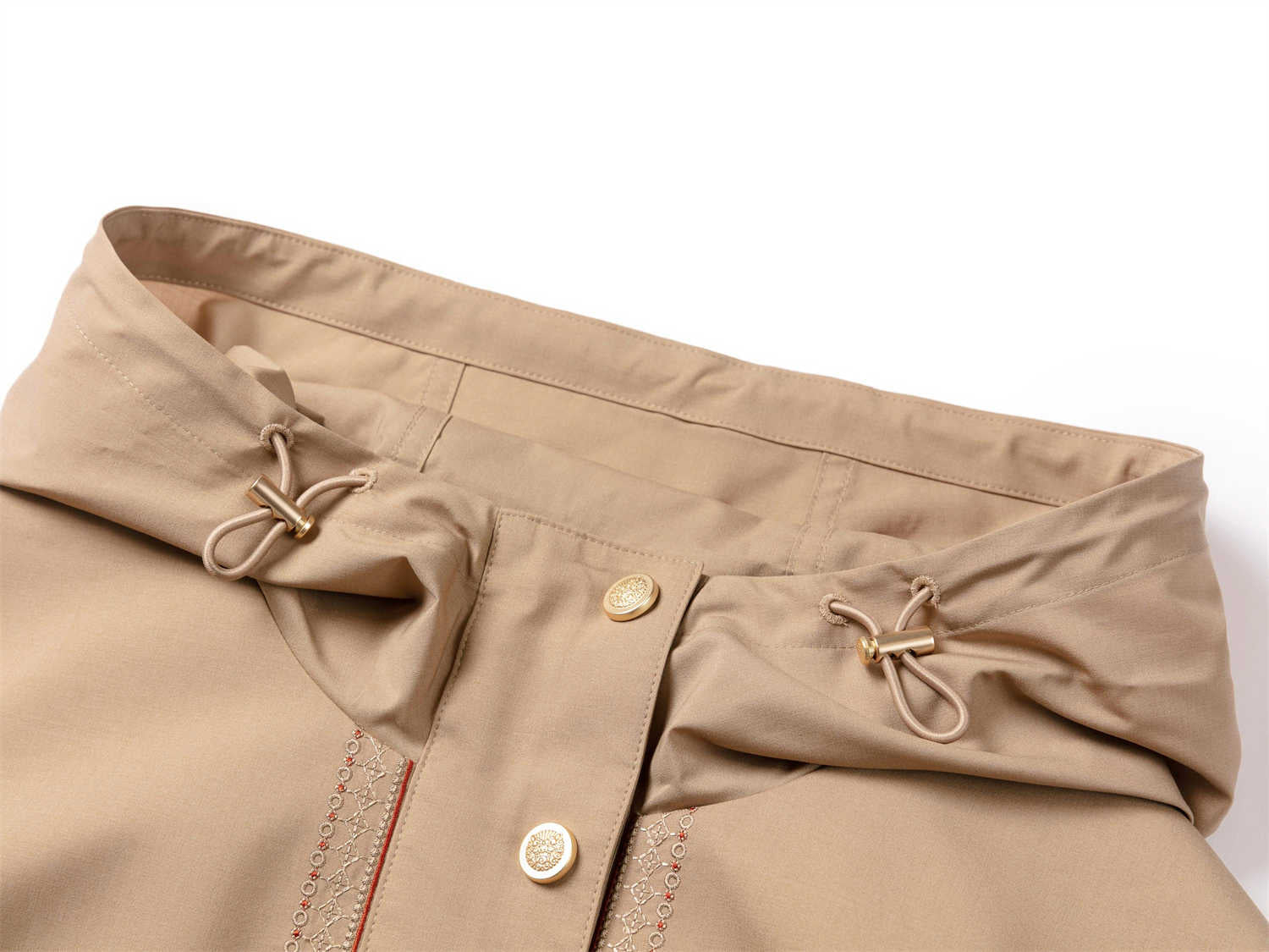 Silk and Wool Trench Coat | Khaki