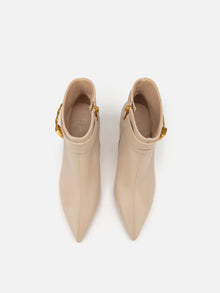 Pin Buckle Booties in Leather | Beige