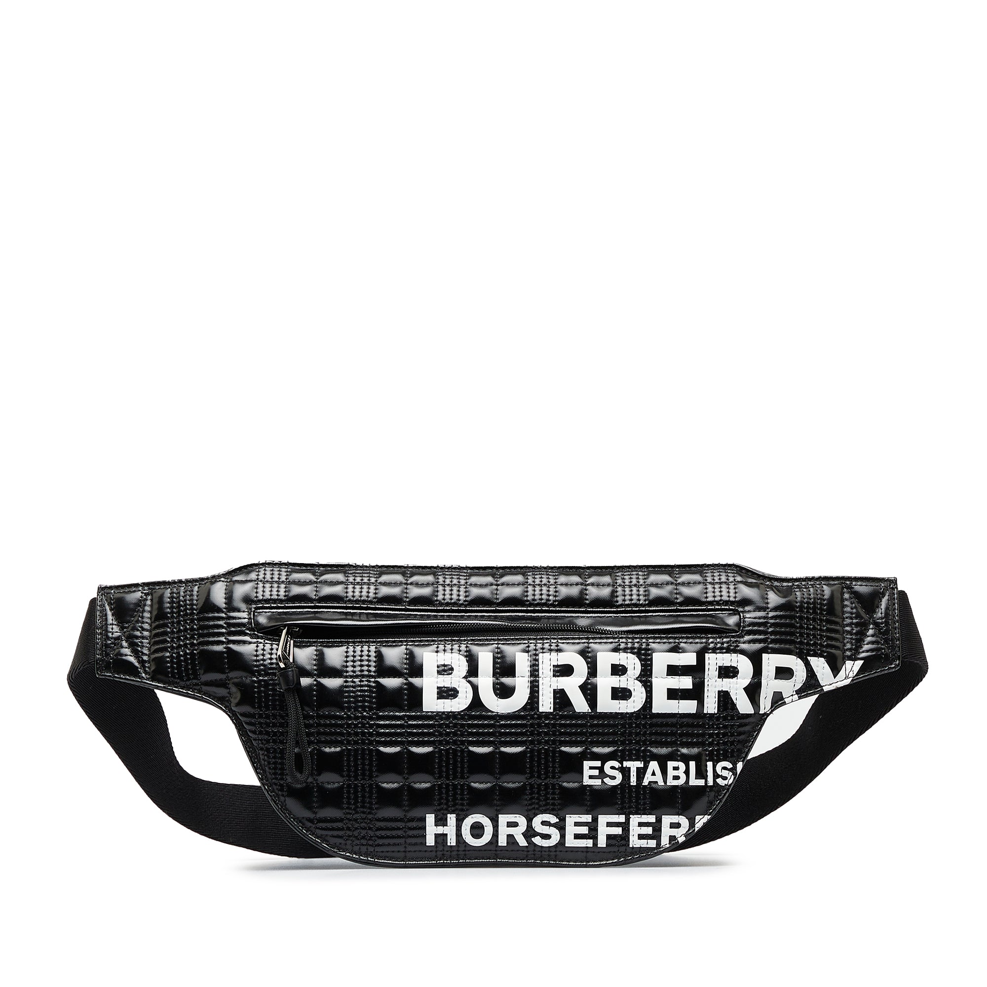 Burberry | Pre-Owned Quilted Horseferry Print Belt Bag | Black