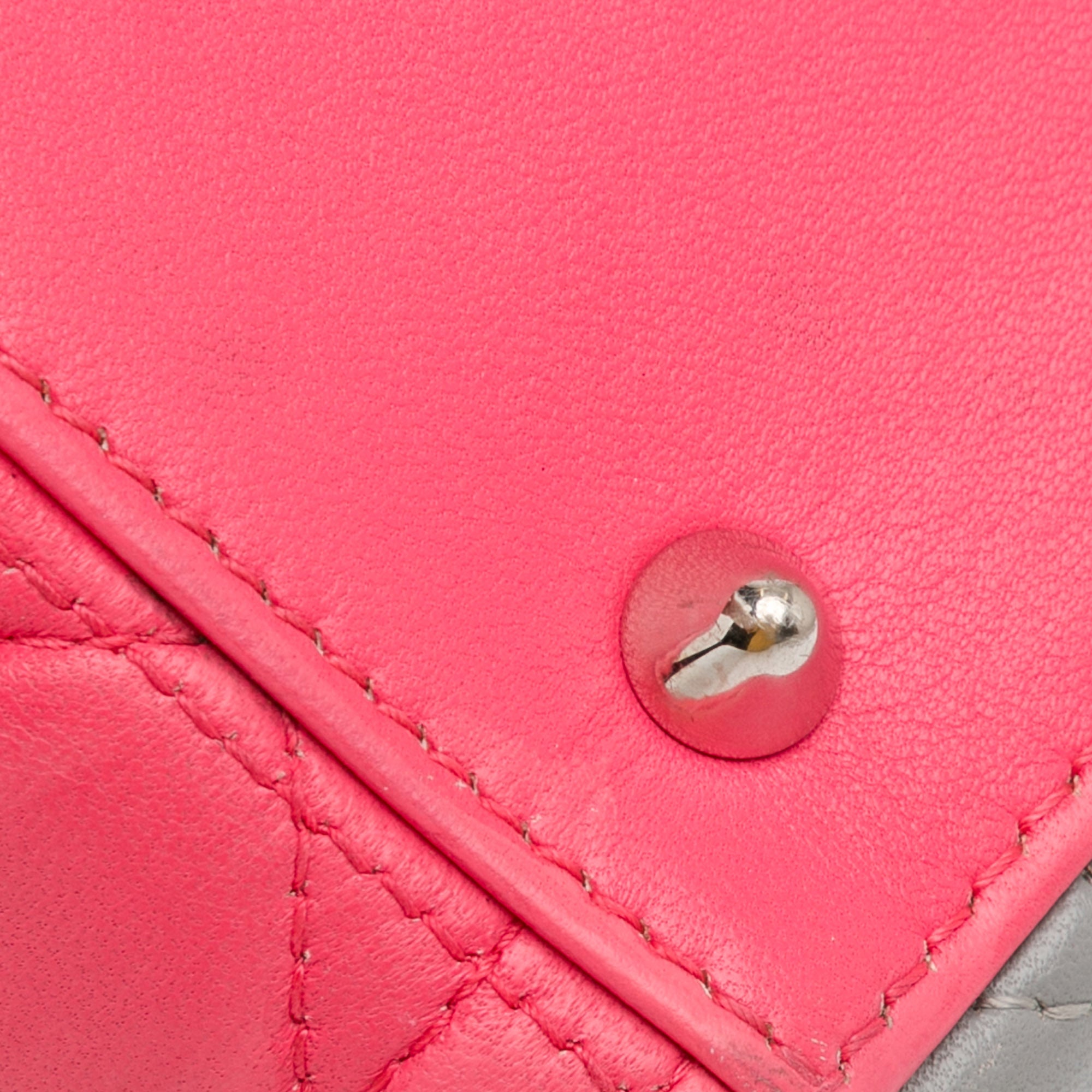 Dior | Pre-Owned Medium Tricolor Lambskin Cannage Lady | PinkPink/Light Pink