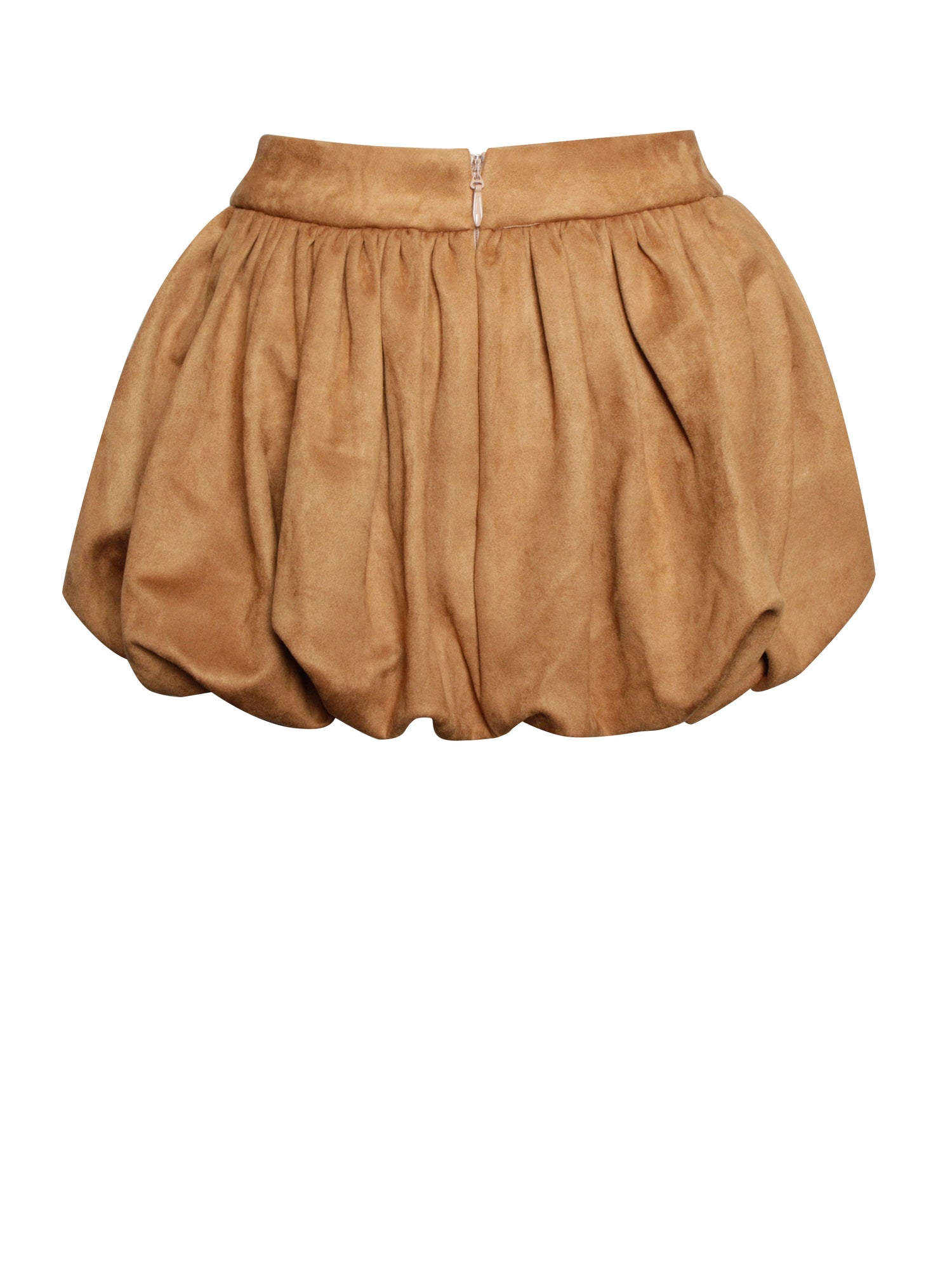 Yuna Bubble Hem Skirt | Brown Suede