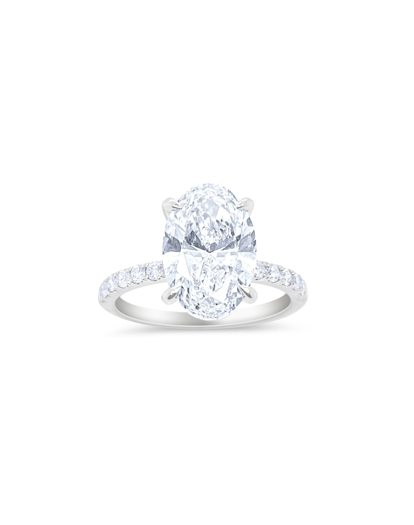 3 Carat Lab Grown Oval Diamond Ring | 14K White Gold