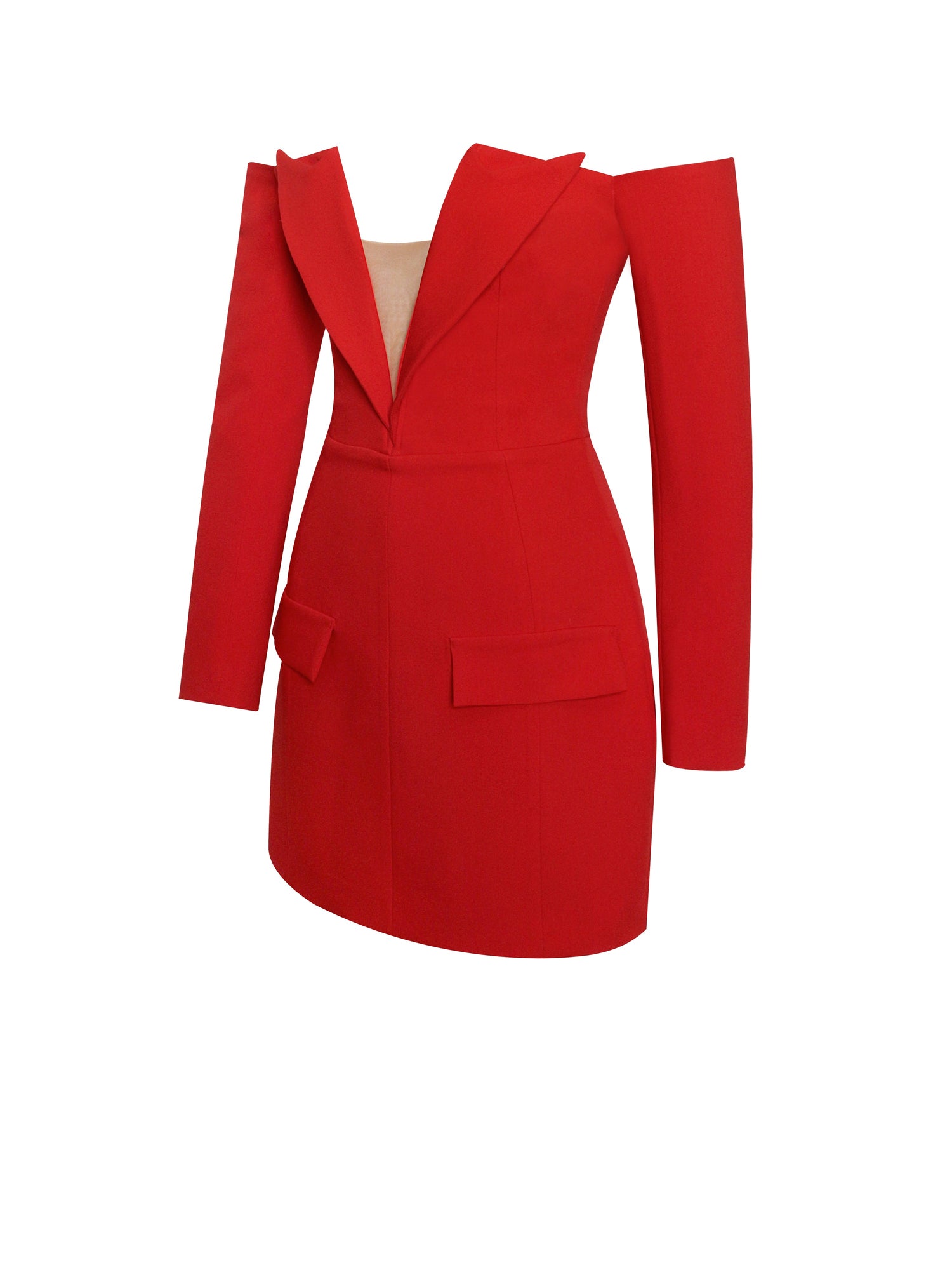 Polina Off Shoulder Long Sleeve Blazer Dress | Red
