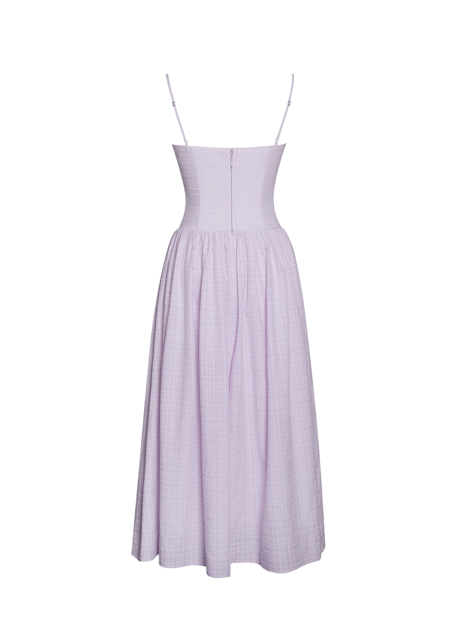 Jaclyn Lace Trim Cutout Seersucker Midi Dress | Lavender