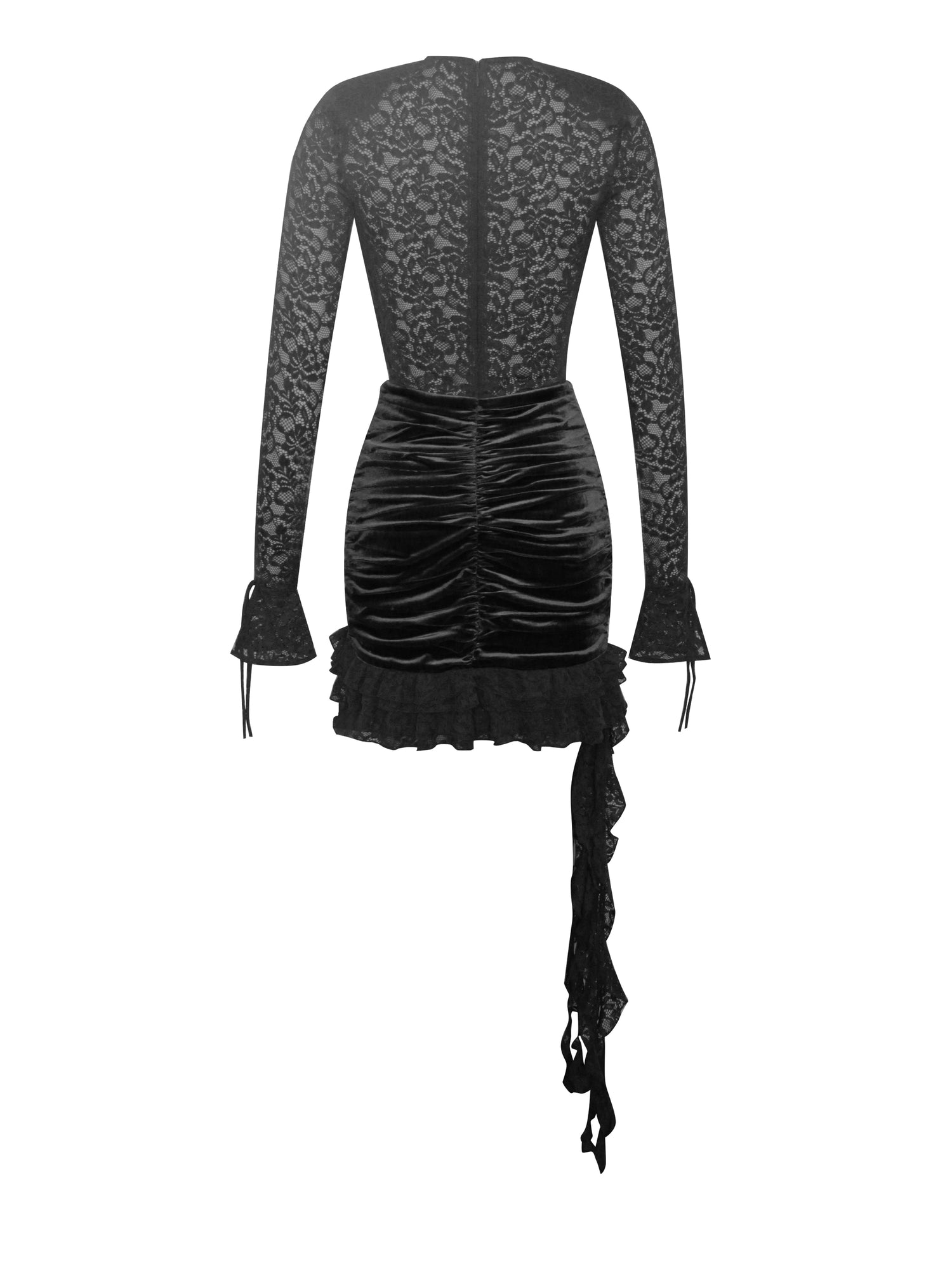 Nadina Lace Velvet Mini Dress | Black