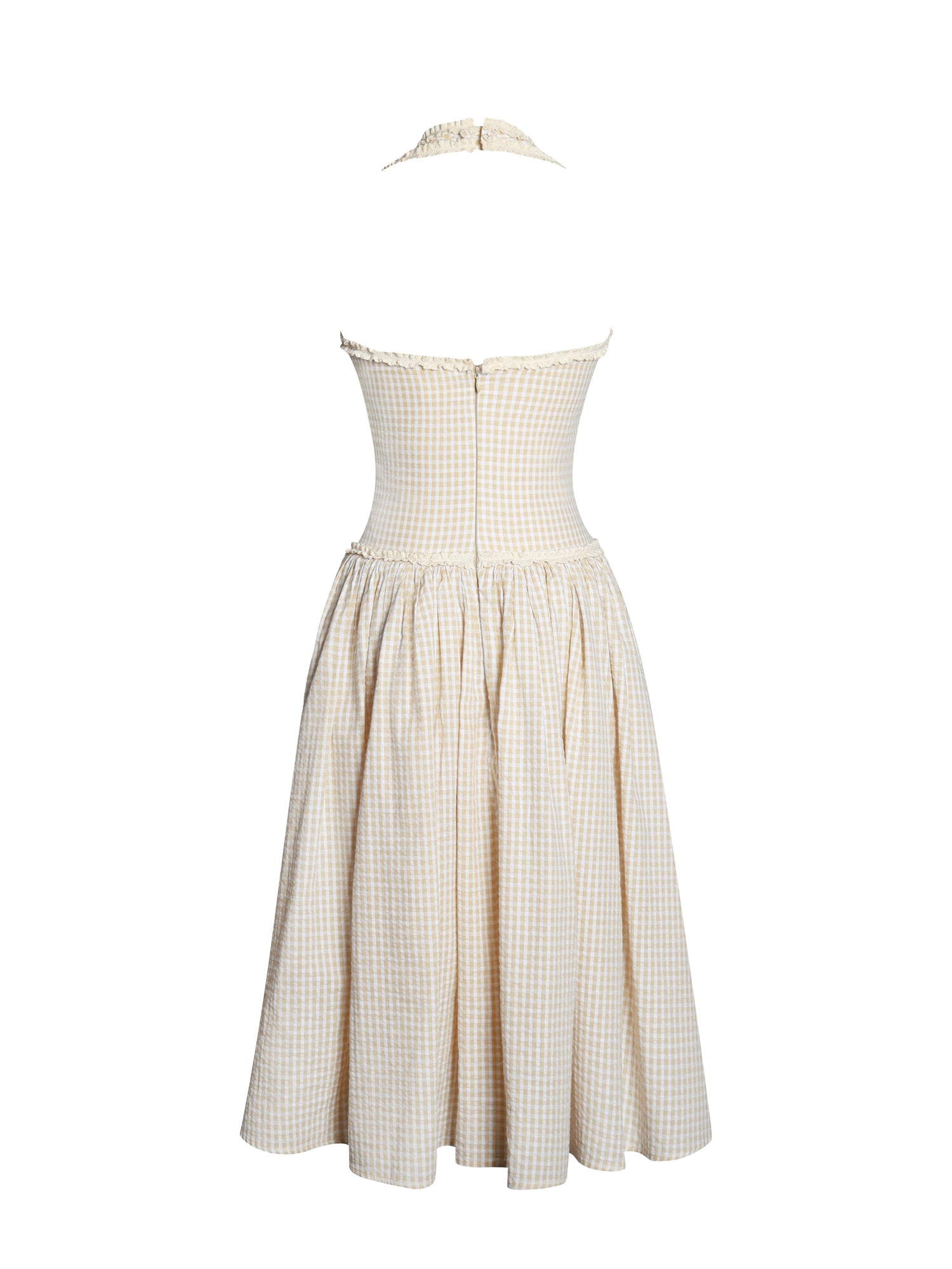 Idella U Neck Midi Dress | Yellow Gingham
