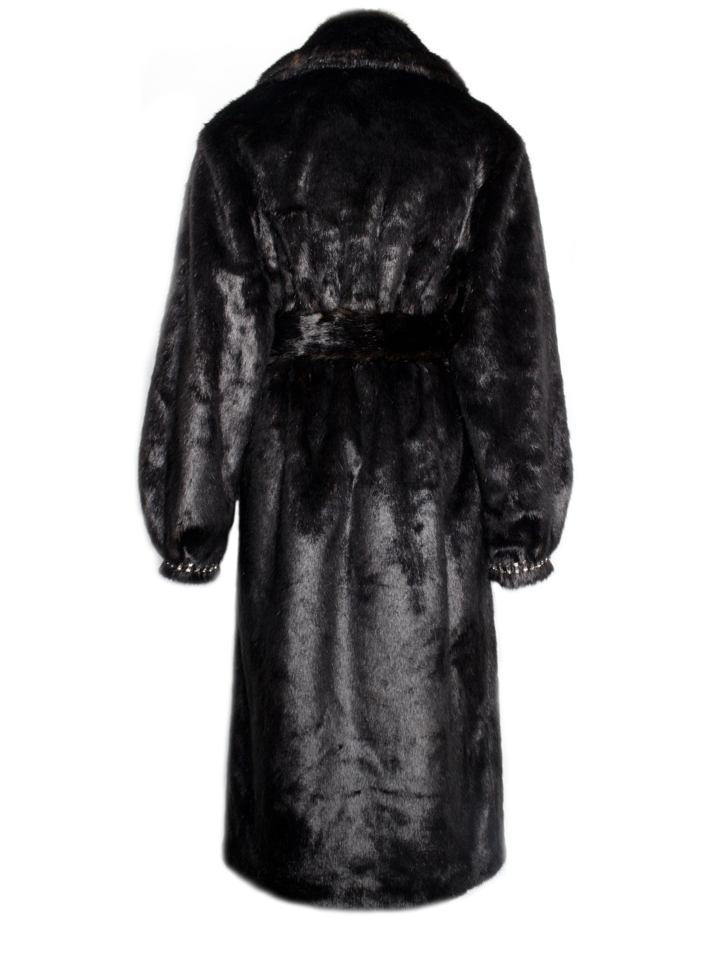 Yahia Vegan Long Faux Mink Coat | Black
