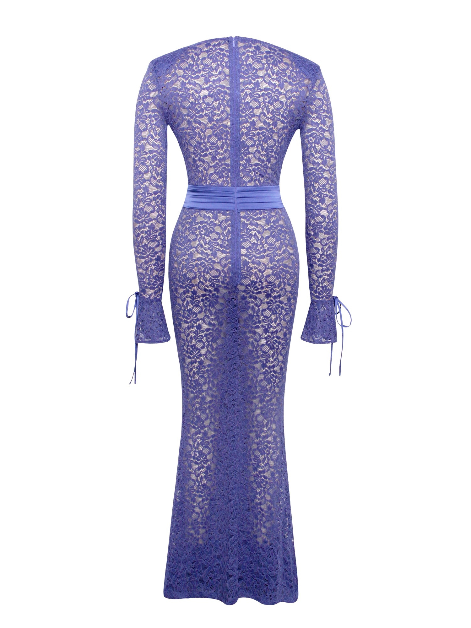 Giada Lace Deep V Long Sleeve Maxi Dress | Navy