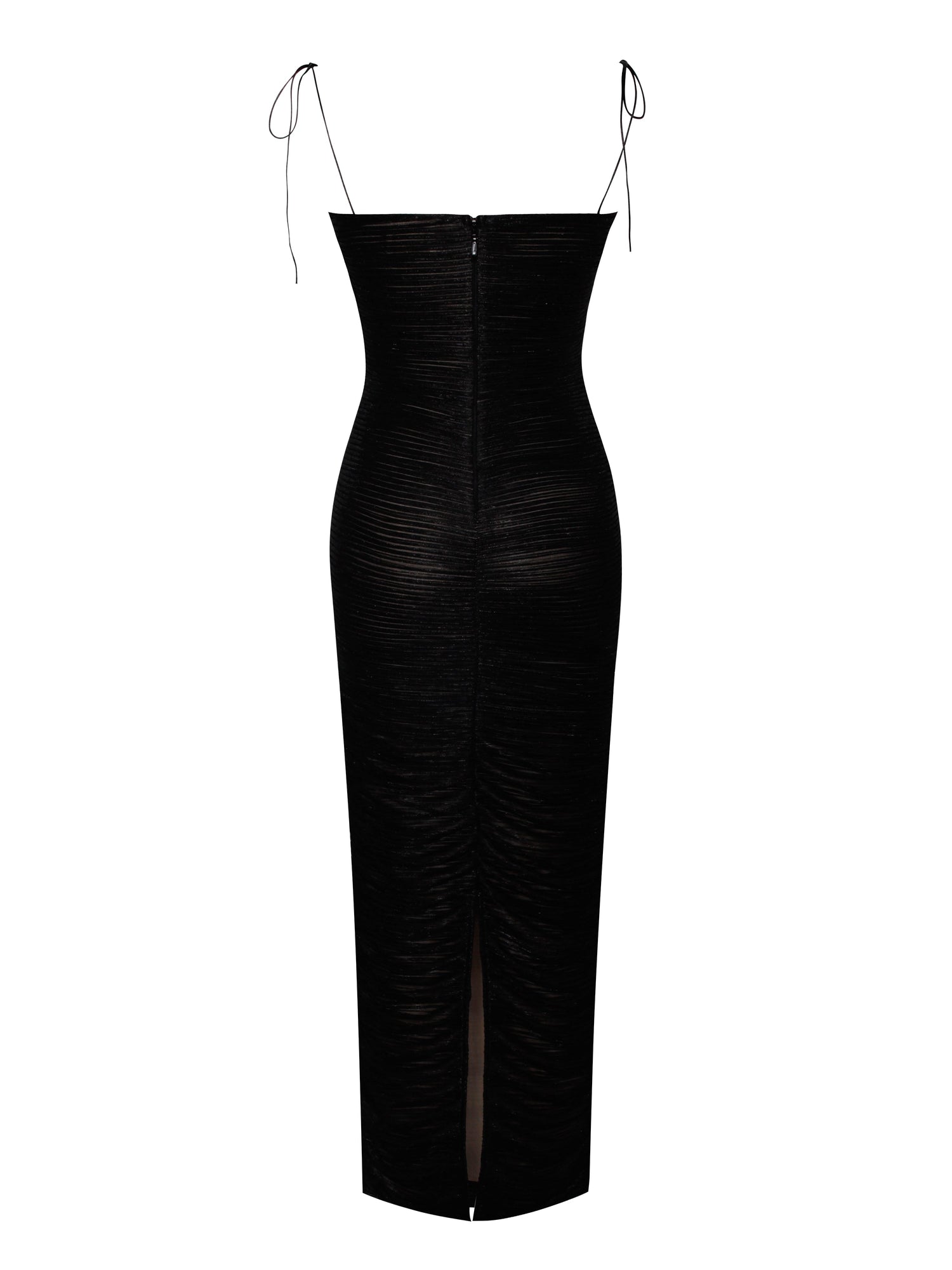 The Glint Ruched Chiffon Long Maxi Dress | Black