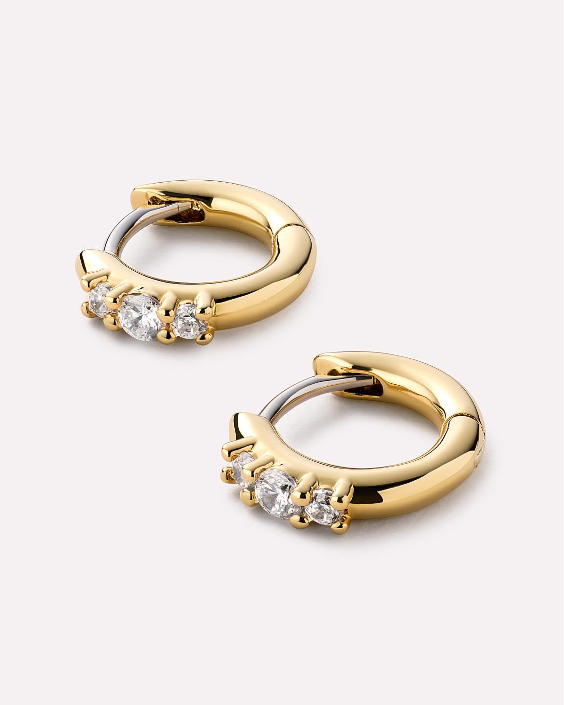 14K Gold Plated Cubic Zirconia Huggie Hoops Earrings For Women Ana Luisa Rosie
