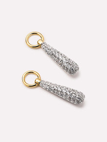 Micropave Drop Earring Charms | 14K Gold on Brass/Rhodium on Brass | Cubic Zirconia