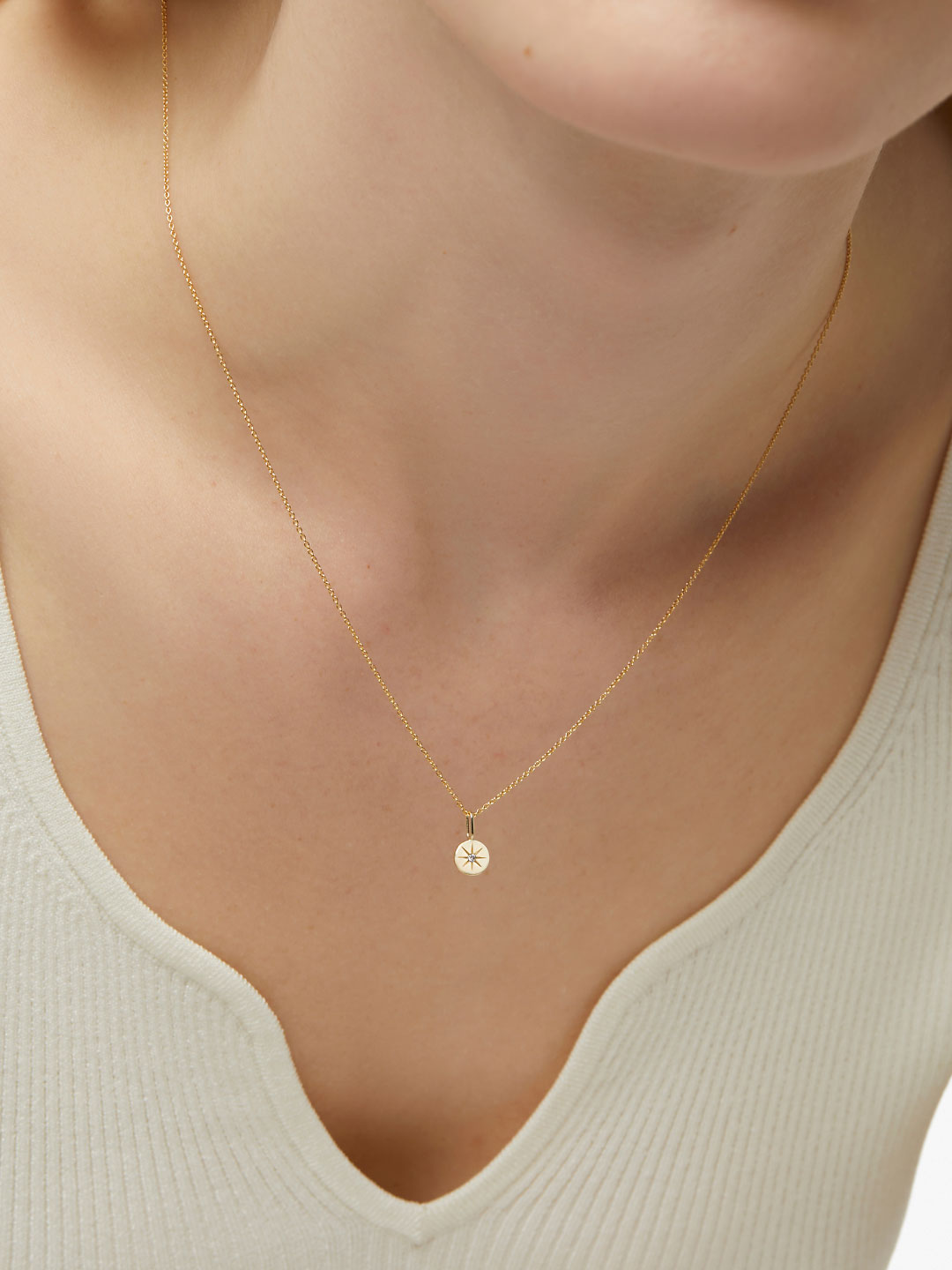 Star Charm Pendant | 10K Solid Gold | 0.05 CTW White Sapphire