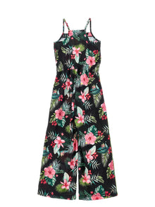 Girls | Jungle Print Jumpsuit | Black