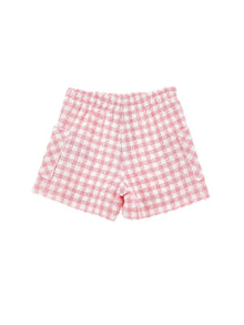 Girls | Houndstooth Shorts | White/FairyTale Pink