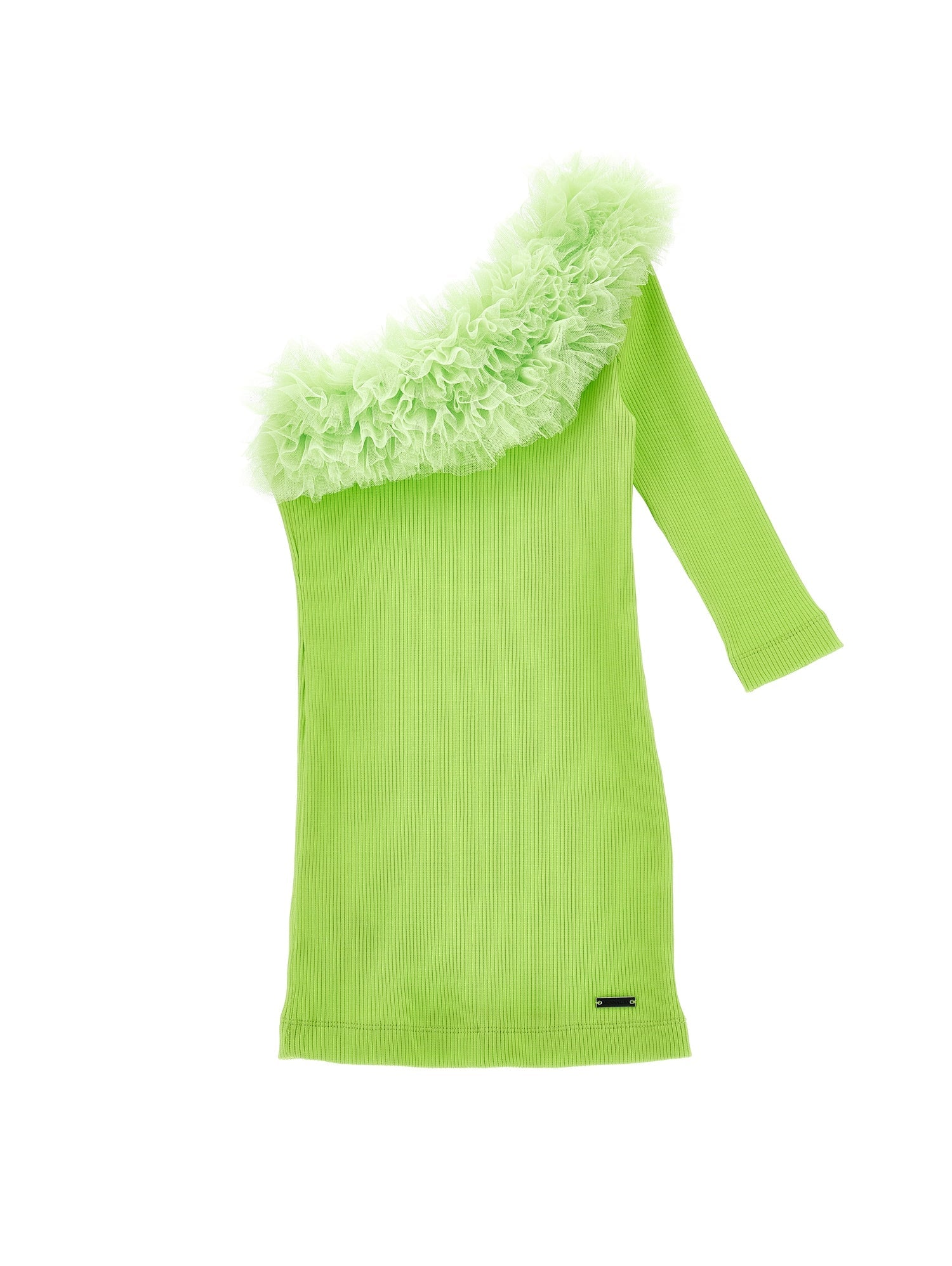 Girls | One-Shoulder Viscose Dress | Lime Green