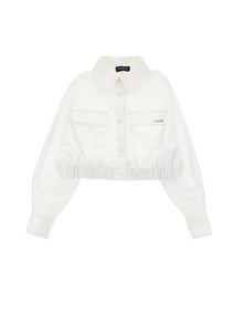 Girls | Poplin Shirt With Cargo Pockets | Cream