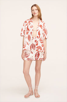 Sea Shore Cabana Shirt | Sea Shore Print Red Clay Combo