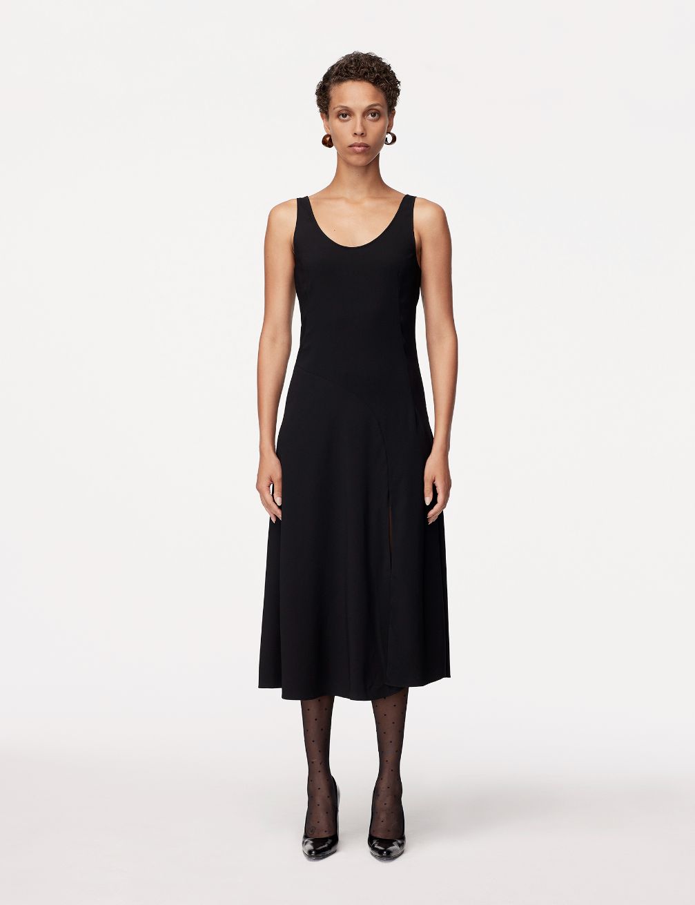 Another Tomorrow Seamed Tank Dress in Black – Viscose Women's Dress