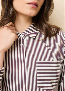 Avril Button Down Shirt Raisin Brown / Brule Stripe - Solid & Striped