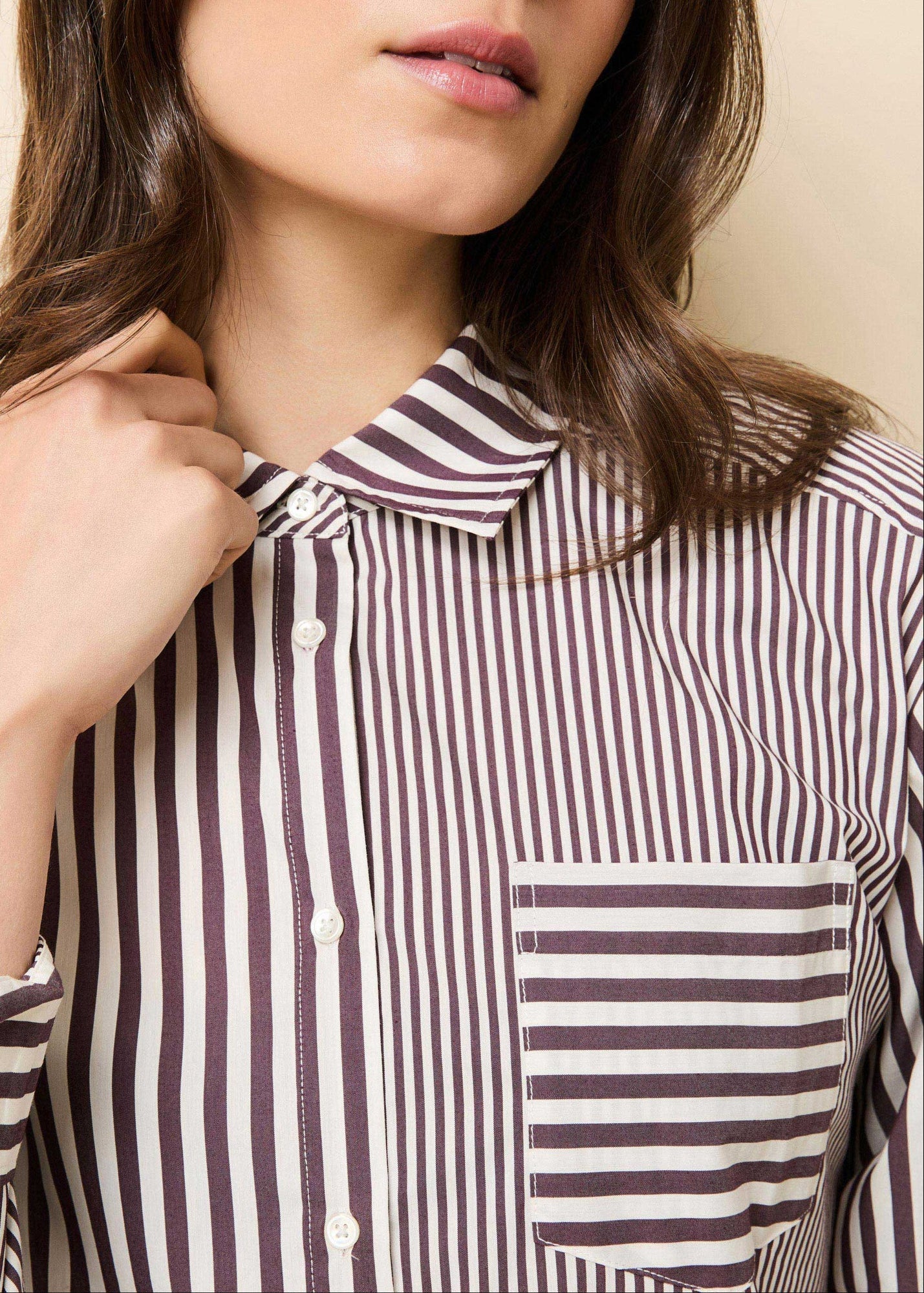 Avril Button Down Shirt Raisin Brown / Brule Stripe - Solid & Striped