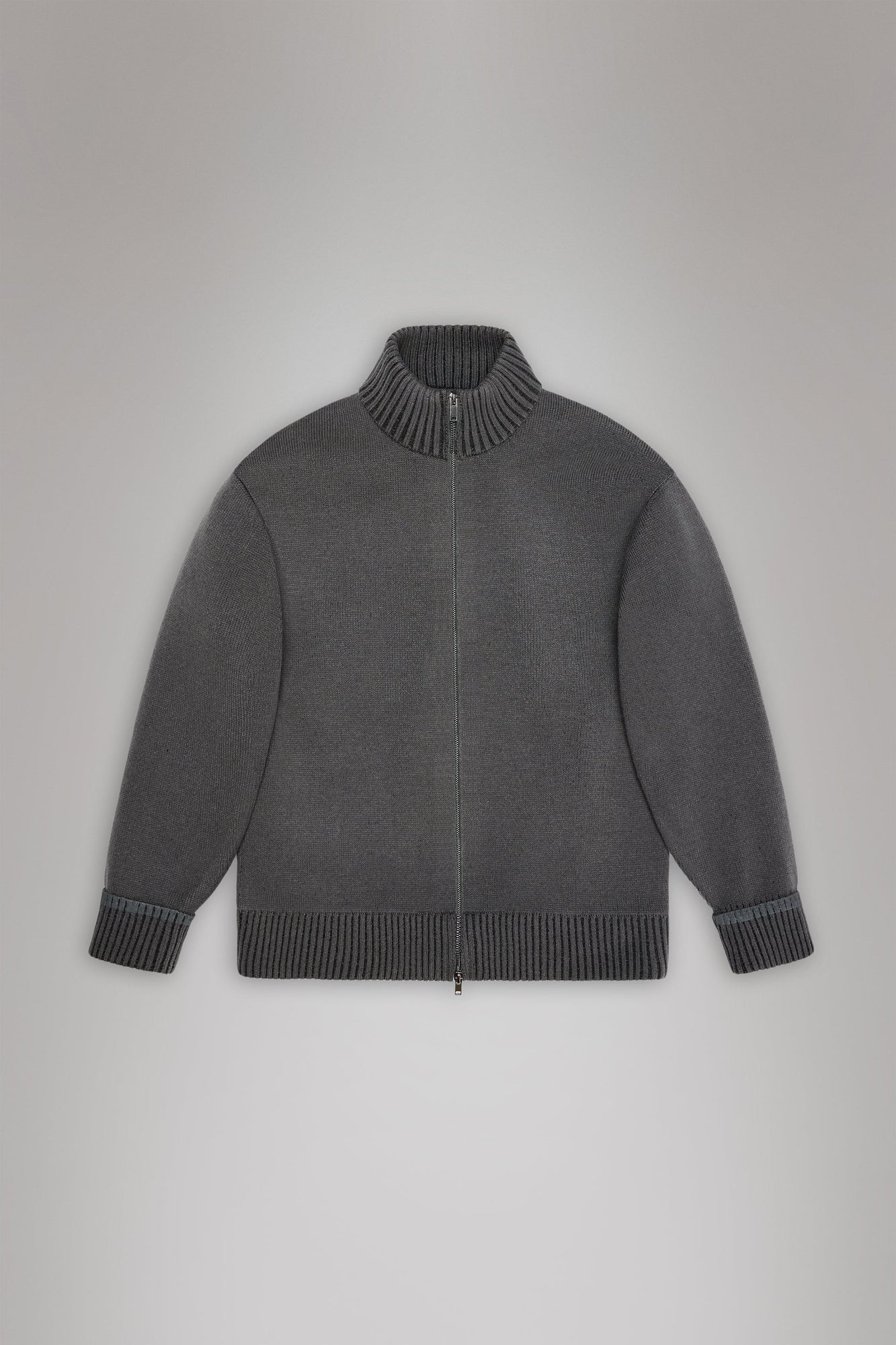 RAINS Sowa Knit Zip Cardigan Grey/Black Long Sleeve