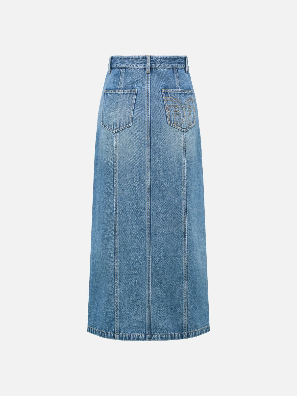 Split Cotton Midi Skirt | Blue