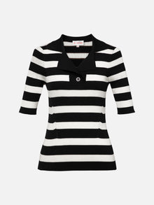 Wool Knit Top | Black Stripes