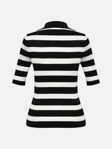 Wool Knit Top | Black Stripes