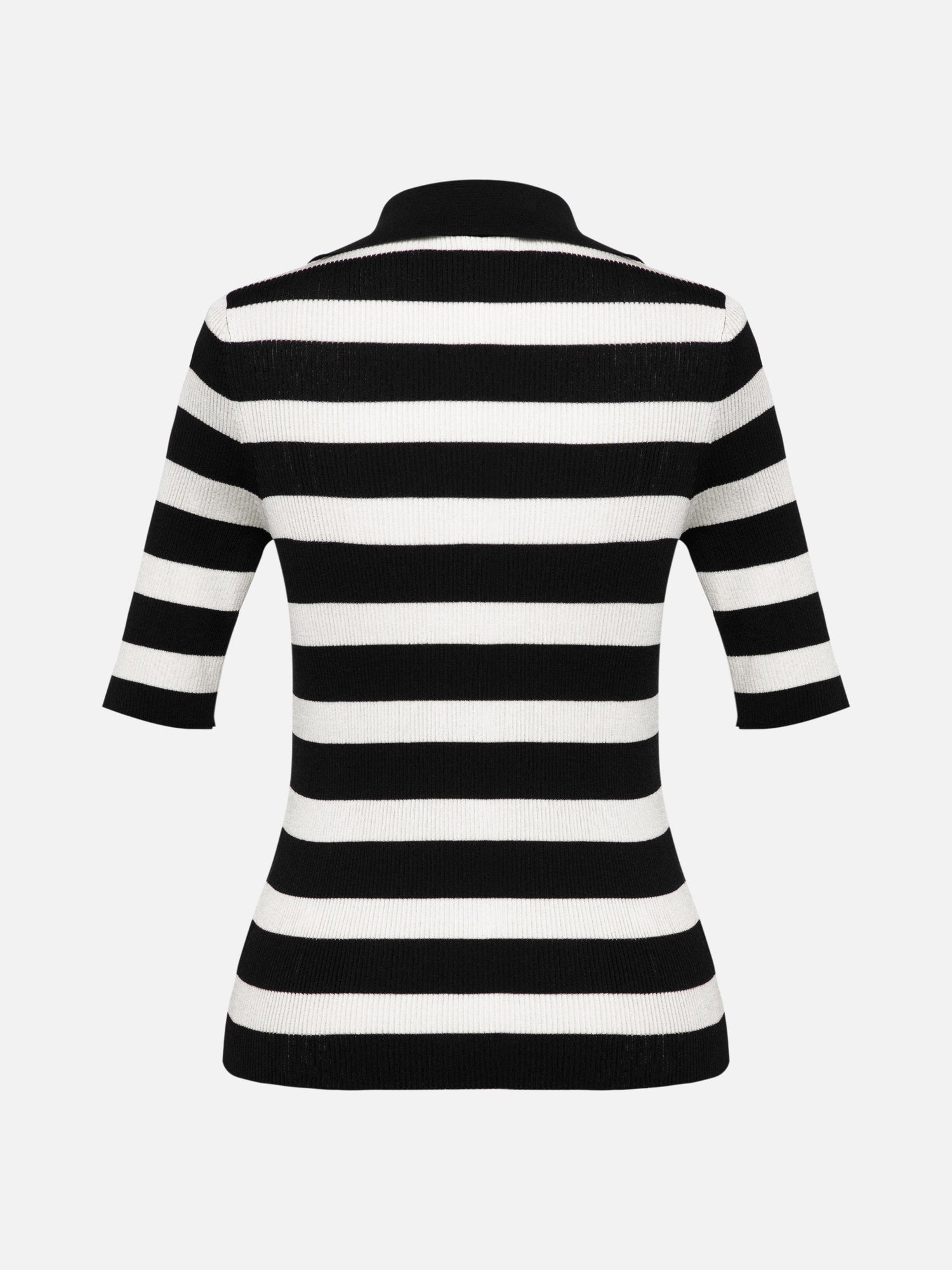 Wool Knit Top | Black Stripes