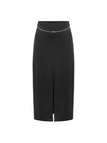 Triacetate Satin Midi Skirt | Black