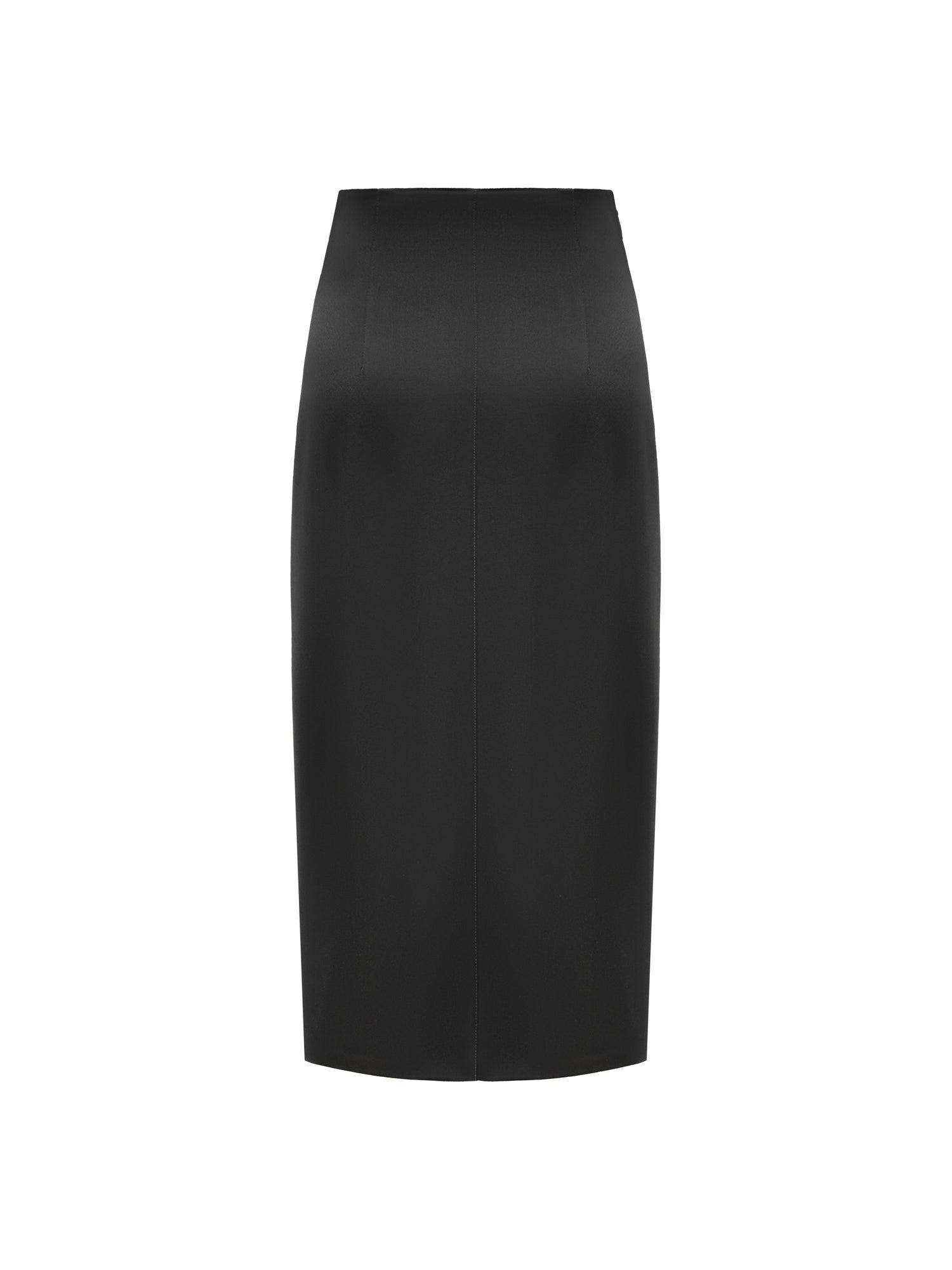 Triacetate Satin Midi Skirt | Black