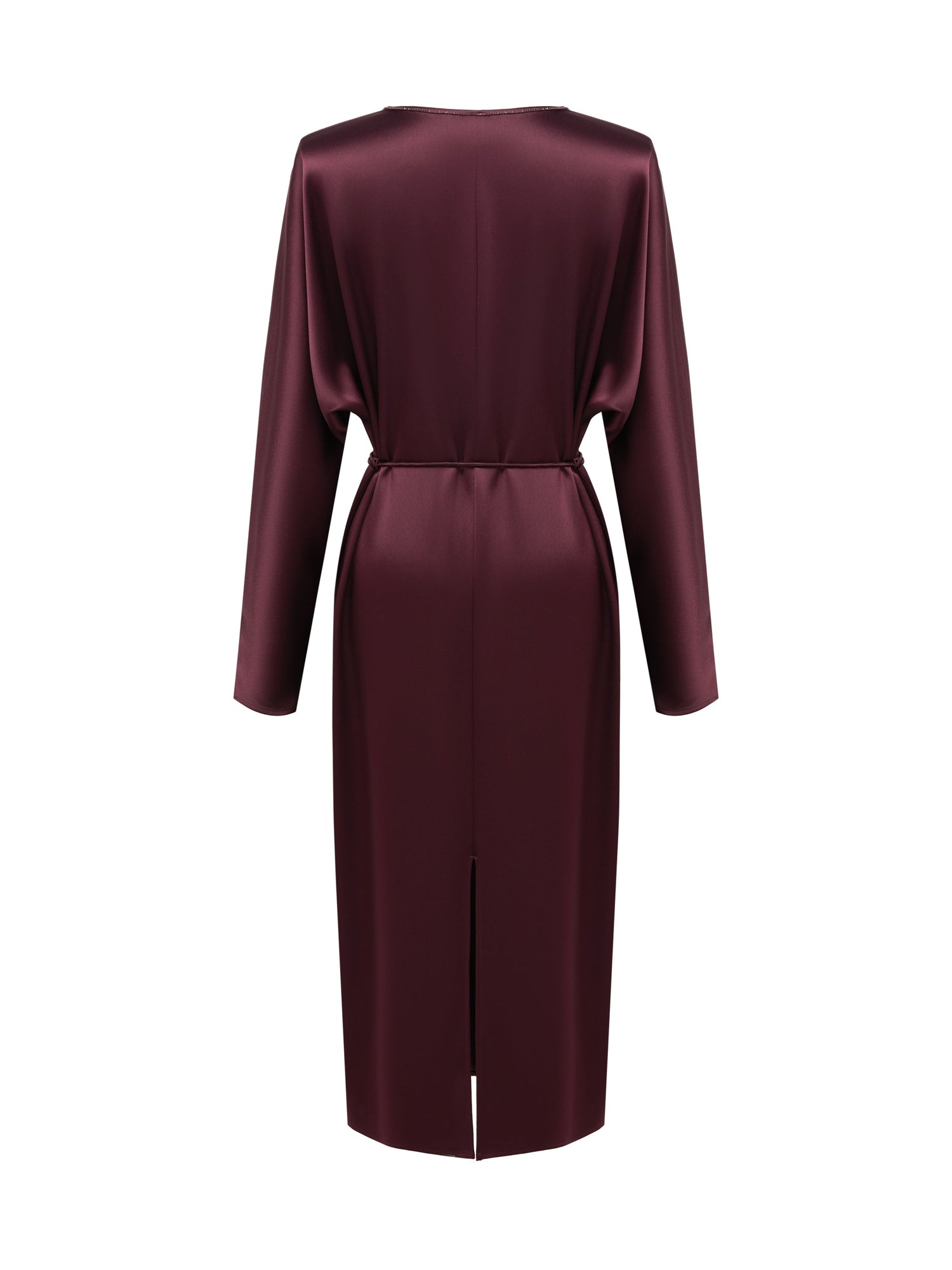 v neck high waist dress | Wine Red