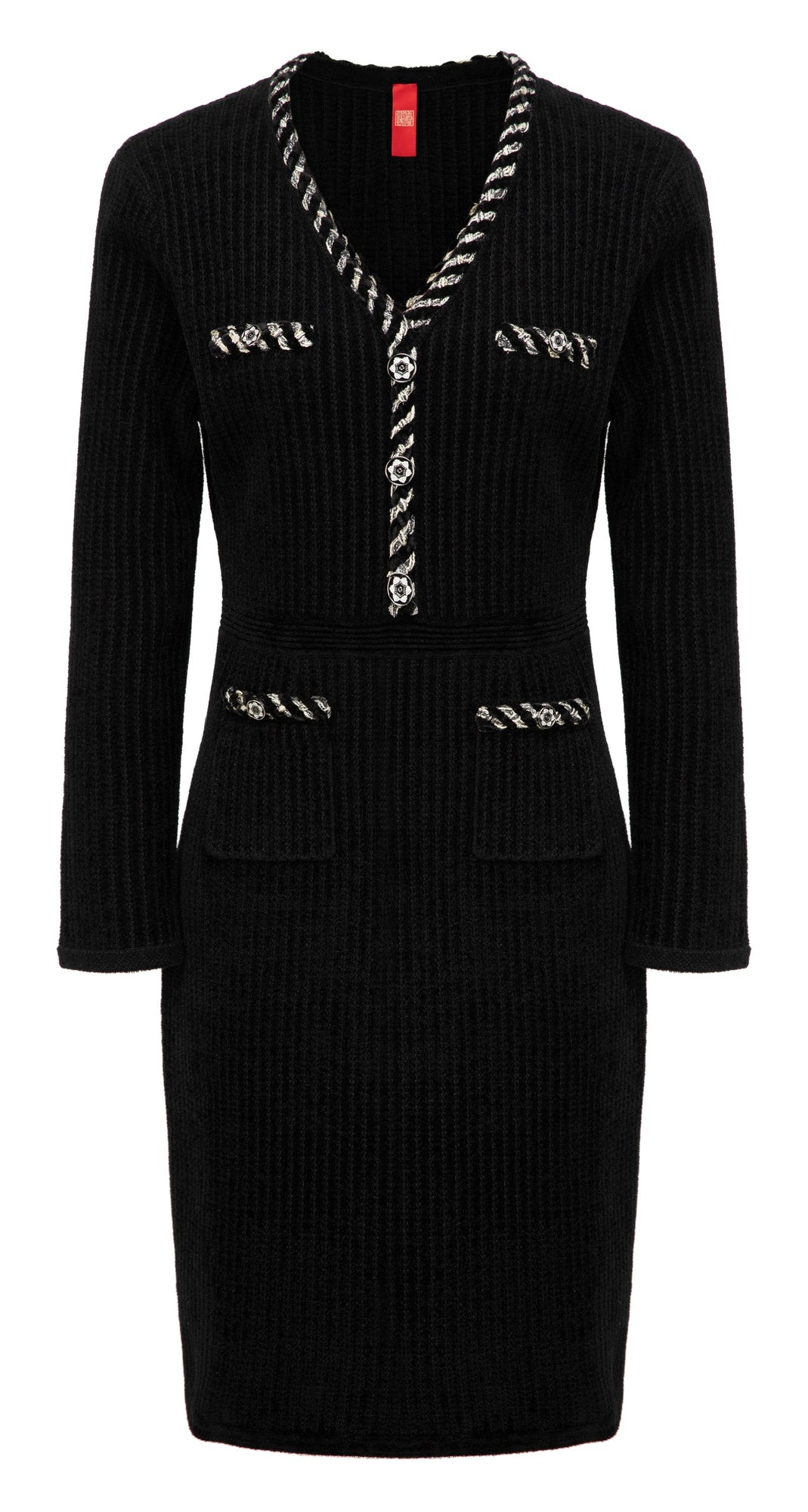 Trimmed Knit Dress | Black