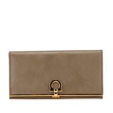 Ferragamo | Pre-Owned Gancini Leather Long Wallet | Brown