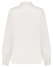 Silk Embrpoidered Collar Shirt | White
