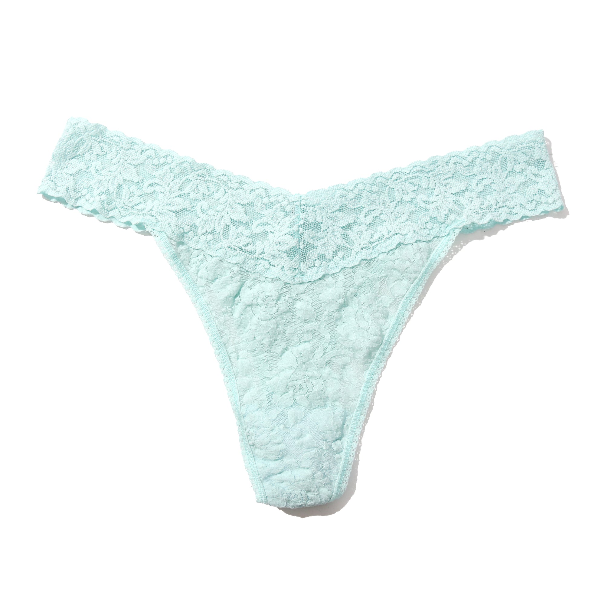 Signature Lace Original Rise Thong | Crystal Blue
