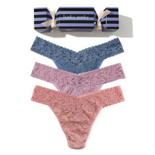 3-Pack Signature Lace Original Rise Thongs Cracker | Desert Rose | Water Lily | Tour Guide (Blue/Blue Stripe Cracker)