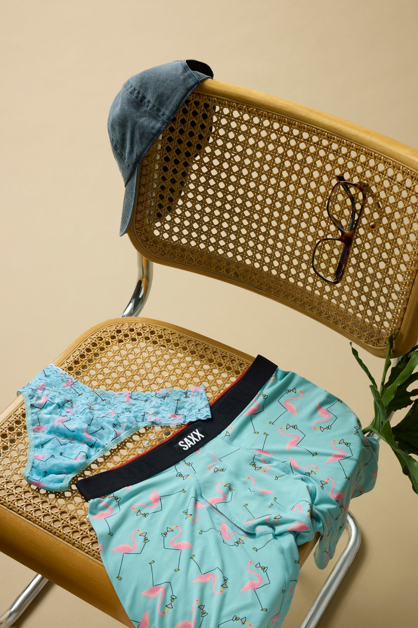 Signature Lace Original Rise Thong & Saxx Boxer Brief | Drinko Flamingo
