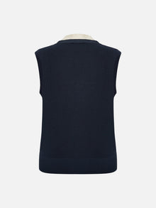 Cotton-Blend Knit Vest | Navy
